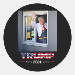 Adesivo Redondo Trump Works Drive-thru Trump Servindo Fries france