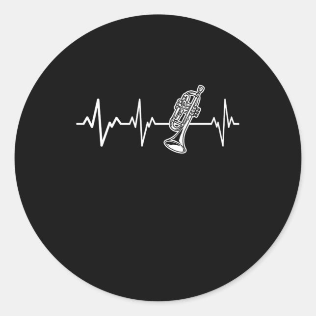 Adesivo Redondo Trumpet Heartbeat Trumpeter Ideia (Frente)