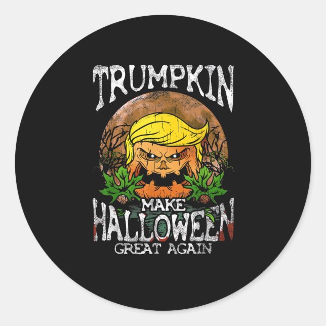 Adesivo Redondo Trumpkin Faça Excelente De Halloween Novamente Pre (Frente)