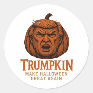 Adesivo Redondo Trumpkin. Faça o Excelente de Halloween novamente
