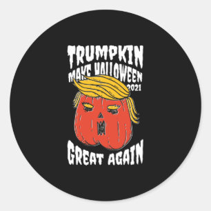 Adesivo Redondo Trumpkin Faz Excelente De Halloween 2021 Novamente