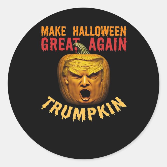 Adesivo Redondo Trumpkin Faz Excelente De Halloween De Novo - Dona (Frente)