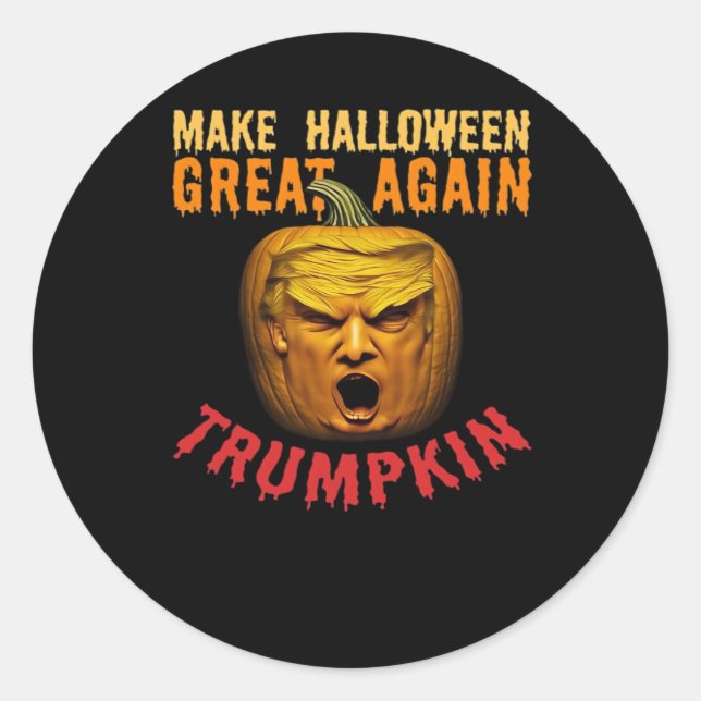 Adesivo Redondo Trumpkin Faz Excelente De Halloween De Novo - Engr (Frente)