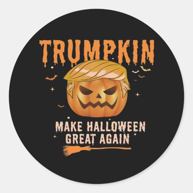 Adesivo Redondo Trumpkin Faz Excelente De Halloween De Novo Para O (Frente)
