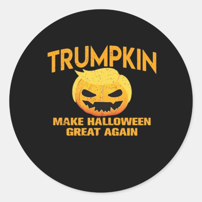 Adesivo Redondo Trumpkin Faz Excelente De Halloween De Novo - Slot (Frente)