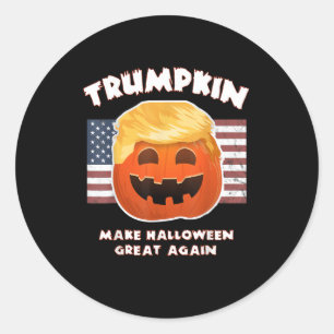 Adesivo Redondo Trumpkin Funny Pumpkin Pie Pun Usa Liberais Hallow