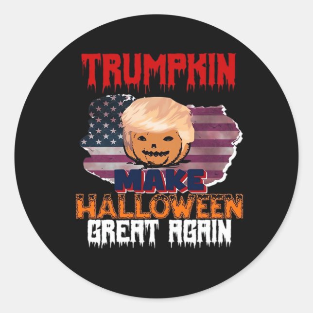 Adesivo Redondo Trumpkin Halloween Classic (Frente)