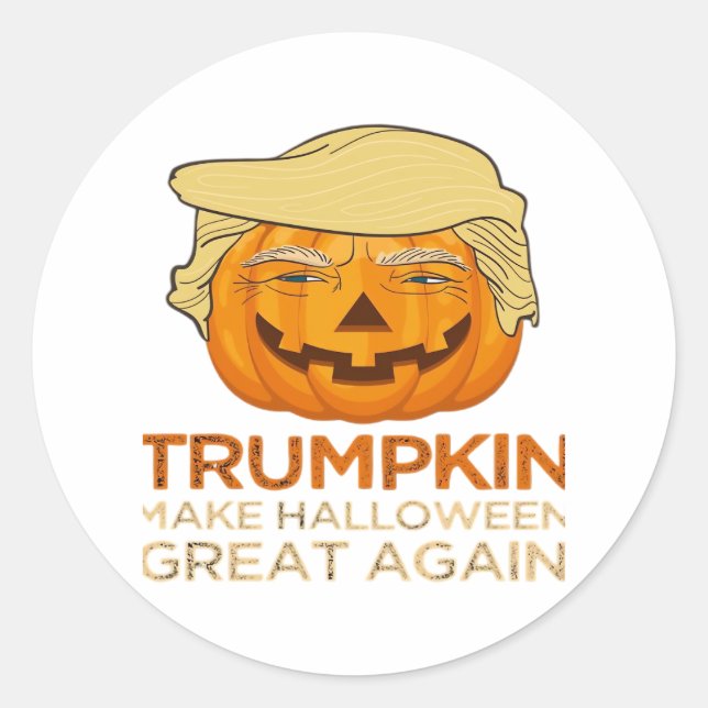 Adesivo Redondo Trumpkin Halloween Engraçado Clássico (Frente)