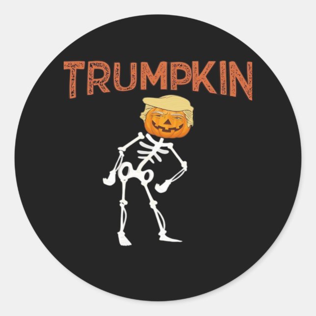 Adesivo Redondo Trumpkin Halloween Engraçado Clássico (Frente)