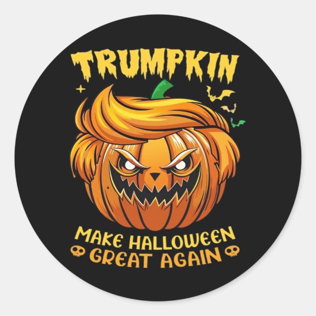 Adesivo Redondo Trumpkin Halloween - Faça Excelente De Halloween N (Frente)
