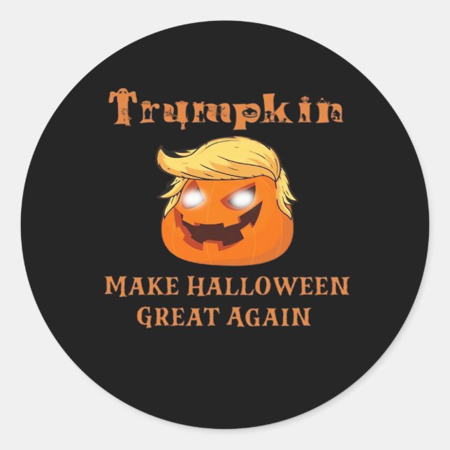 Adesivo Redondo Trumpkin Halloween - Faça Excelente De Halloween N (Frente)