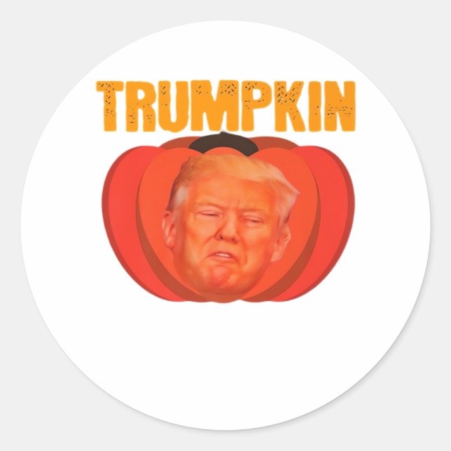 Adesivo Redondo Trumpkin Halloween Jack O Lanterna Gráfico Engraça (Frente)