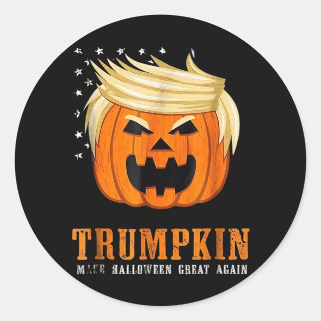 Adesivo Redondo Trumpkin - Melhor Truta de Halloween - Triblend (Frente)