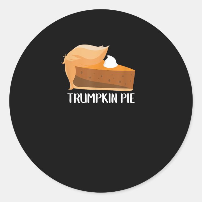 Adesivo Redondo Trumpkin Pie Pumpkin Engraçado Ação de Graças (Frente)