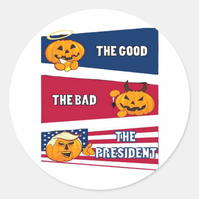 Adesivo Redondo Trumpkin Presidente Halloween (Frente)