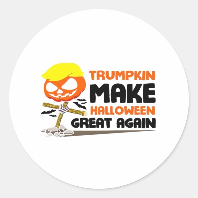 Adesivo Redondo Trumpkin Pumpkin Halloween Clássico (Frente)