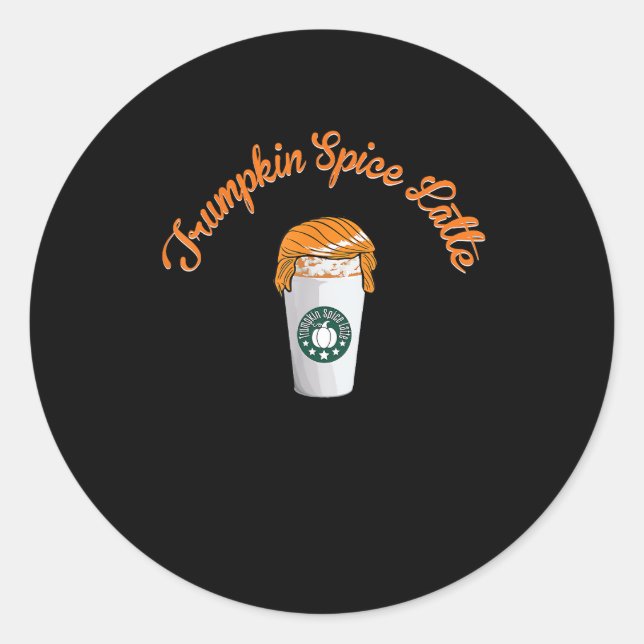 Adesivo Redondo Trumpkin Pumpkin Spice Latino Café Feriado (Frente)