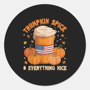 Adesivo Redondo Trumpkin Sce Ação De Graças Café De Abóbora Tudo