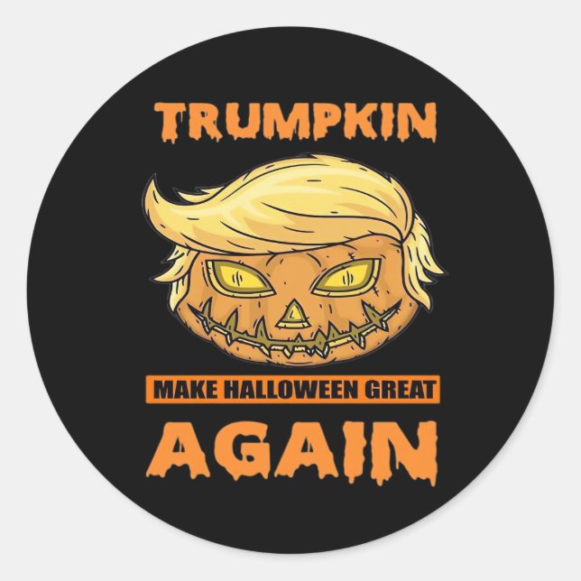 Adesivo Redondo Trumpkin Torna O Excelente De Halloween Mais Engra (Frente)