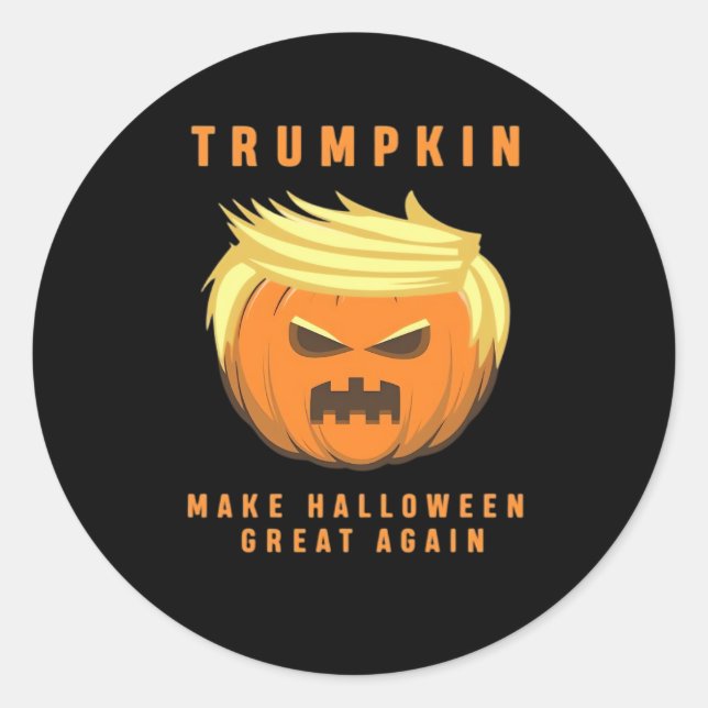 Adesivo Redondo Trumpkin Torne O Excelente De Halloween Novamente  (Frente)