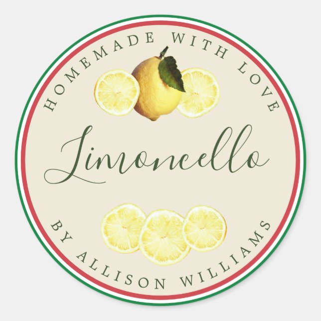 Adesivo Redondo Truolore Italiano Limoncello Personalizado (Frente)