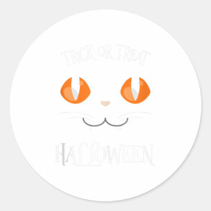 Adesivo Redondo Truque de Gato Halloween ou Tratar Roupa de presen