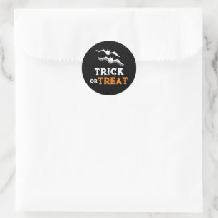 Adesivo Redondo Truque de Halloween ou Treat, morcegos negros adul