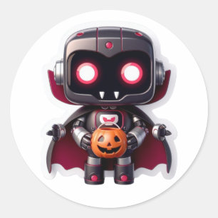 Adesivo Redondo Truque de Halloween Robô de Vampiro Bonito ou Bote