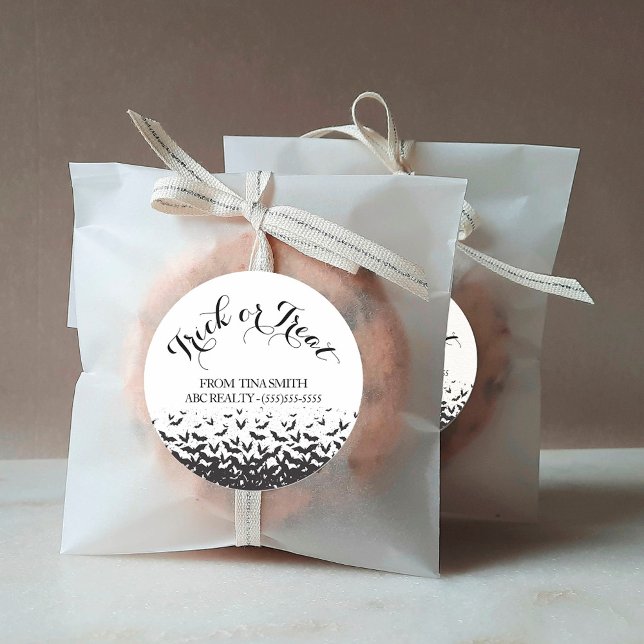 Adesivo Redondo Truque do cliente ou trate o Dia das Bruxas (Criador carregado)