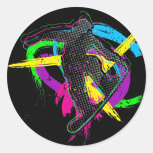 Adesivo Redondo Truque do Snowboard