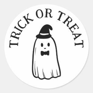 Adesivo Redondo Truque Fantasma Bonito ou Tratar Halloween
