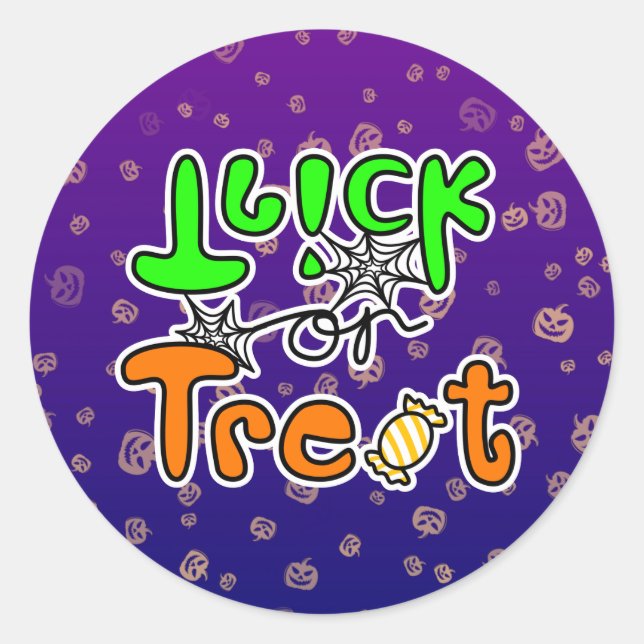 Adesivo Redondo Truque ou tratamento de Dia das Bruxas (Frente)