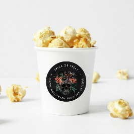 Adesivo Redondo Truque ou Tratamento de Halloween Tropical Floral