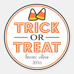 Adesivo Redondo Truque Ou Tratamento De Milho De Candi (Preto/Lara