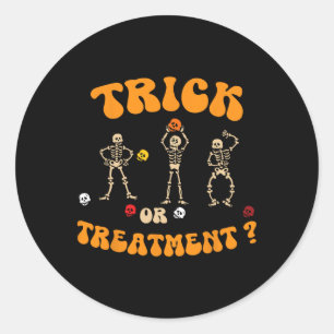 Adesivo Redondo Truque Ou Tratamento Terapêutica Física Esqueleto