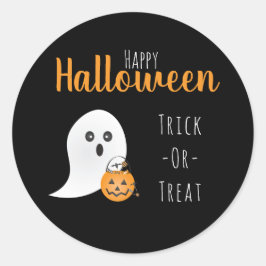 Adesivo Redondo Truque Ou Tratar Feliz Fantasma De Halloween Spook