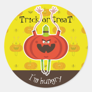 Adesivo Redondo Truque ou trate que estou com fome