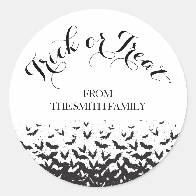 Adesivo Redondo Truque Personalizado ou Tratar Halloween (Frente)