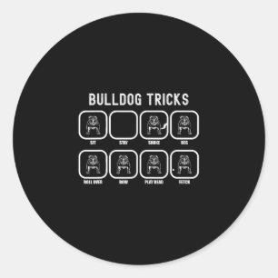 Adesivo Redondo Truques - Falha no treinamento de Bulldog Divertid
