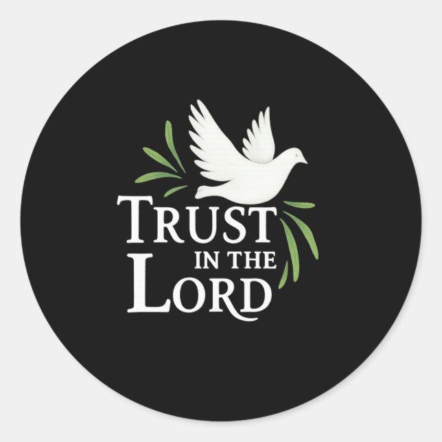Adesivo Redondo Trust in the Lord White Dove Christian Paper Plate (Frente)