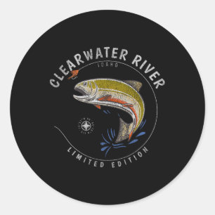 Adesivo Redondo Truta da Rio Clearwater Fly Fishing Souvenir Clear