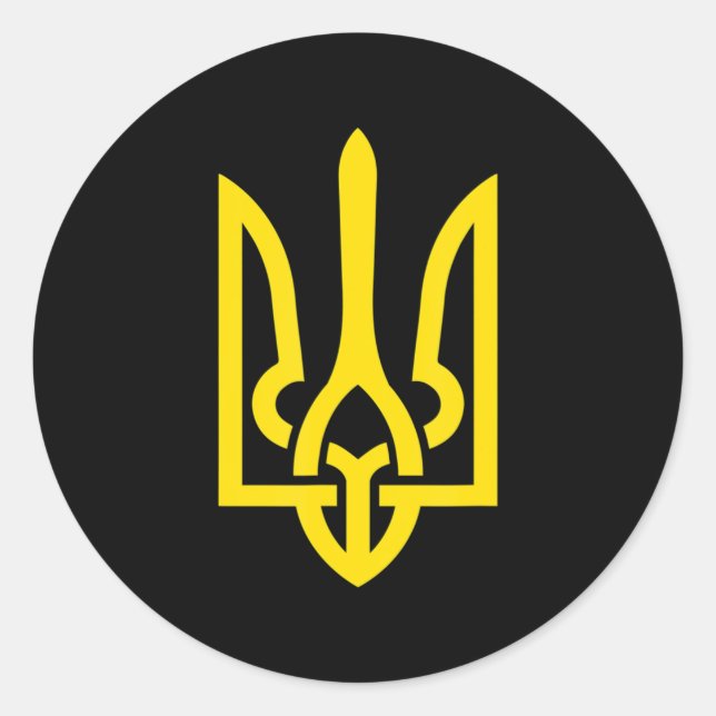 Adesivo Redondo Tryzub Symbol of Ukraine Ukraine Patriot Stand wit (Frente)