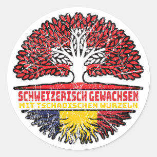 Adesivo Redondo Tschad Tschadisch Schweizer Schweiz Baum Wurzel