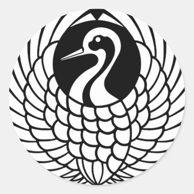 Adesivo Redondo Tsuru Crane Sticker (Frente)