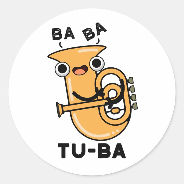 Adesivo Redondo Tu-ba Funny Tuba Puns (Frente)