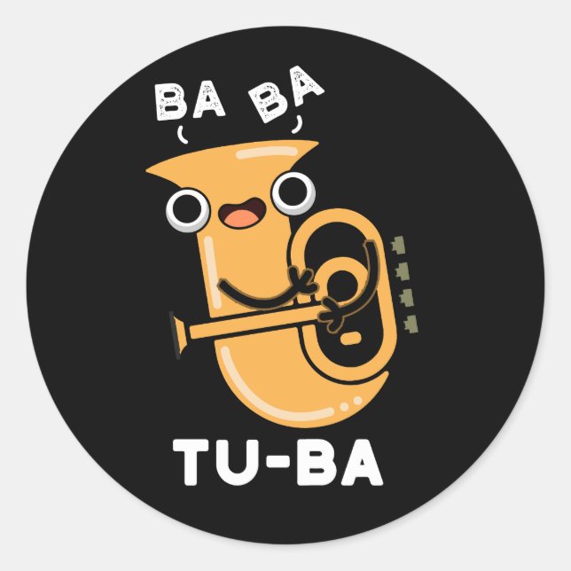 Adesivo Redondo Tu-ba Funny Tuba Puns Escuros BG (Frente)