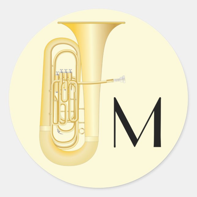 Adesivo Redondo Tuba Musical Band Teacher Classic Round Sticker (Frente)