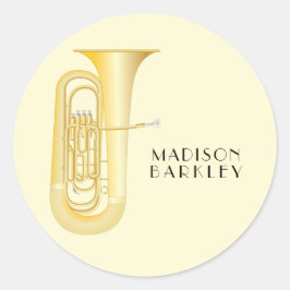Adesivo Redondo Tuba Musical Banda Professora Oval Sticker