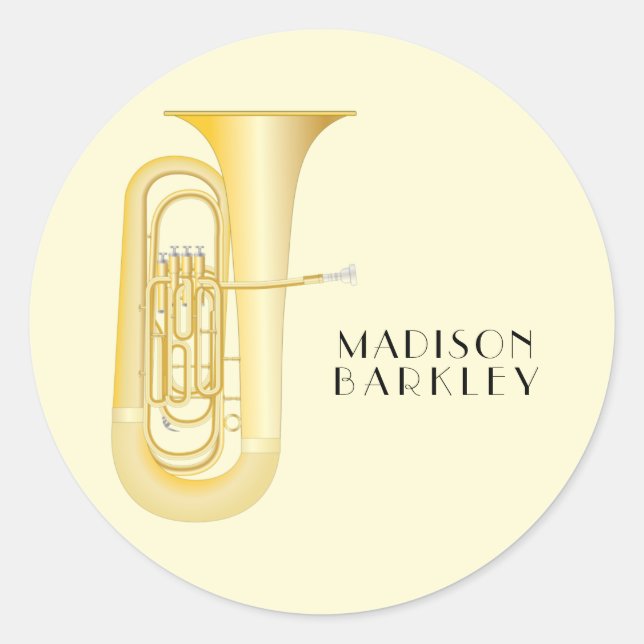 Adesivo Redondo Tuba Musical Banda Professora Oval Sticker (Frente)