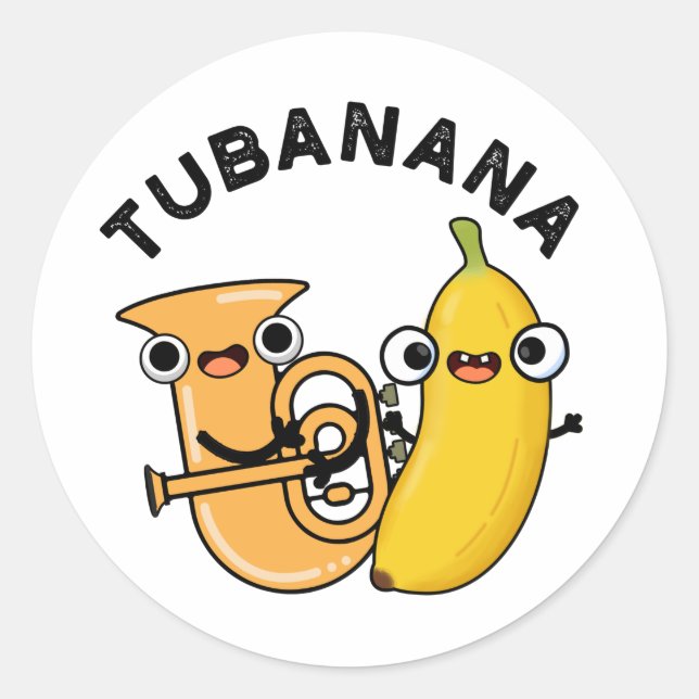 Adesivo Redondo Tubanana Funny Tuba Banana Pun (Frente)